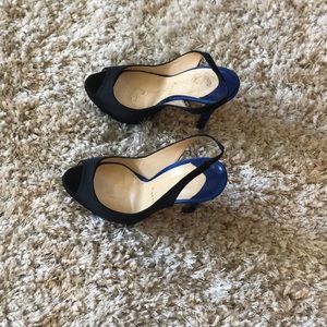 Christian louboutin pumps, black with blue heel